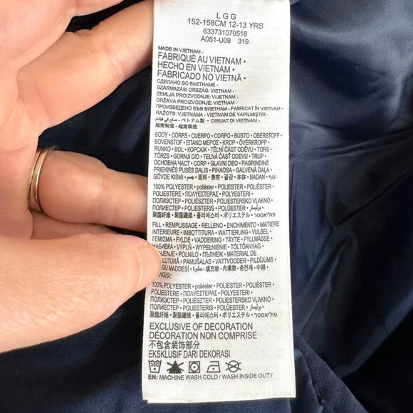 Levi’s Spell Out Logo Full Zip Blue and Gray Puffer Vest Hoodie Boys Size L - Picture 9 of 9